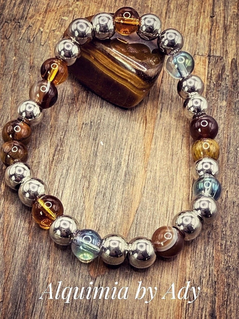 Brown & Silver Beaded bracelet + New